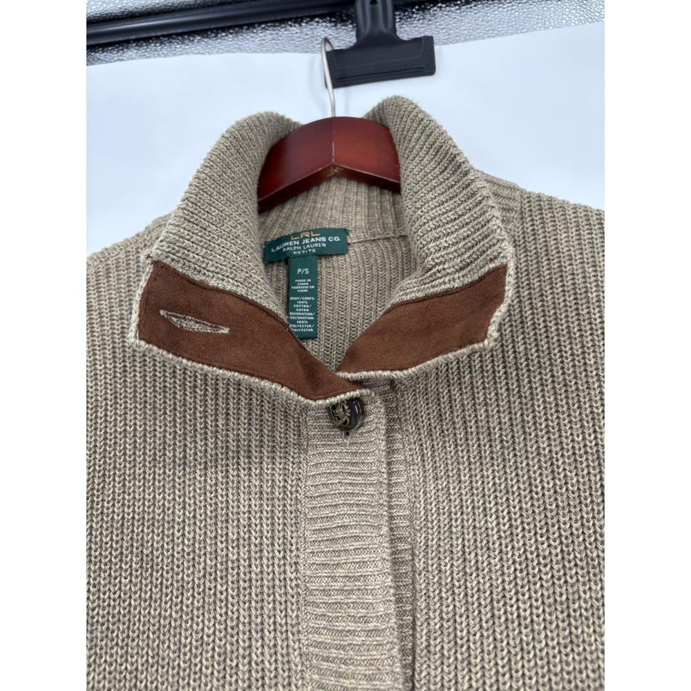 VTG LRL Sweater Cardigan Elbow Patches Green Knit Fox Hunt Buttons Equestrian PS - Picture 13 of 16
